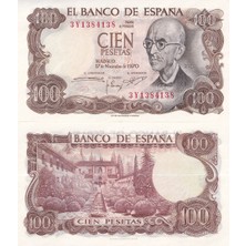 Emir Koleksiyon Coin & Paper Collection Ispanya 1970 Yılı 100 Pesetas Yabancı Kağıt Para Çil Unc Koleksiyon Para