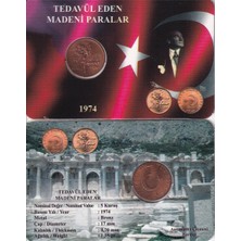 Emir Koleksiyon Coin & Paper Collection Türkiye 1974 Yılı Tedavül Bakır 5 Kuruş Çil Özel Renkli Kapamasında Unc