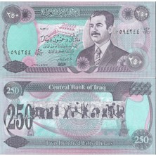 Emir Koleksiyon Coin & Paper Collection Irak Saddam Hüseyin 1995 Yılı 250 Dinar Yabancı Kağıt Para Çil Unc Koleksiyon Para