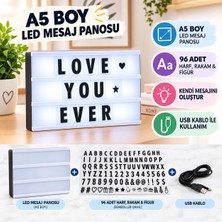 Newstore Home A5 LED Işıklı Mesaj Panosu 96 Harf Rakam Figürlü Dekoratif Yazı Tahtası