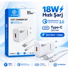 Yk Design Yk-70 18W USB - Type C Kablolu Şarj Aleti