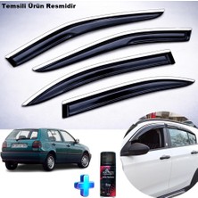 Caraks Vw Golf 3 Krom Cam Rüzgarlığı Abs Nikelajlı Krom Mügen Cam Rüzgarlığı Tüm Kasalara Uyumlu 4 Parça + Ebrayn 150 ml Koku