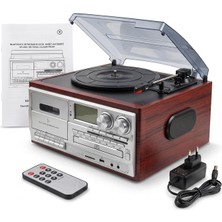 Apera Knstar KN-110 Klasik Pikap Bluetooth 5.0 CD Kaset Usb/sd Fm Radyo Dahili Hoparlörlü Nostaljik Müzik Çalar
