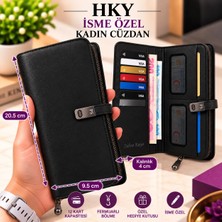 Hky Büyük Boy Kadın Cüzdan Siyah Deri Fermuarlı Çok Kullanışlı Özellikli Tasarım