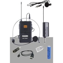 Ertürk Store SXC-999Y Şarjlı Uhf Sabit Kanallı Kablosuz Headset Yaka Mikrofonu