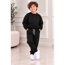 Esmer Bebe Erkek Çocuk Siyah Gap Sweatshirt Eşofman Takımı – 2’li Rahat Günlük Spor Giyim Seti