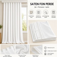 Tomris Perde 1. Kalite Beyaz Saten Güneşlik Perde – Pilesiz | Kornişli | Oda Karanlığı