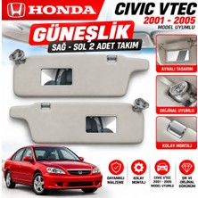 EP Garaj Otomotiv Honda Civic Vtec 2001–2005 Uyumlu Çift Aynalı  Gri Güneşlik – Sağ Sol 2 Adet Takım