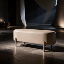 FRAMGAN Amasin Bench Deri Metal Ayaklı Dekoratif Puf Bench