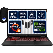 Asus Tuf Gaming A16 FA608PP-QT030EP10 Ryzen9 8940HX RTX5070 64GBRAM 512GBSSD 16'' Wqxga 165Hz WIN11 Pro + Elektropasaj Çanta