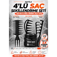 Festilo 4'lü Saç Şekillendirme Seti Wax Tarak Seti Saç Şekillendirici Styling Seti