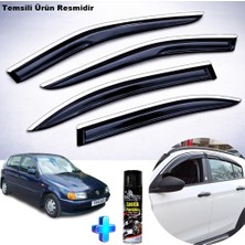 Caraks Vw Polo Hb Krom Cam Rüzgarlığı Abs Nikelajlı Krom Mügen Cam Rüzgarlığı 1994-2001 Arası 4 Parça + Ebrayn 500 ml Lastik Parlatıcı