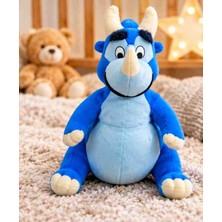 Toys Mavi Sevimli Dinozor Peluş Oyuncak Boynuzlu Yumuşak 18 cm