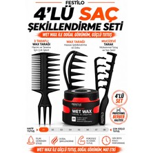 Festilo 4'lü Saç Şekillendirme Seti | Saç Waxı ve Wax Tarak Seti | 3 Taraflı Tarak | Profesyonel Şekillendirme