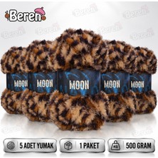 Nako Moon Örgü Ipi 97934 Leopar – 5 Adet - Yumuşak Dokulu, Kazak, Hırka, Yelek ve Aksesuar Örgü Ipliği
