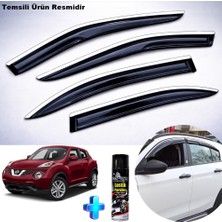Caraks Nissan Juke Krom Cam Rüzgarlığı Abs Nikelajlı Krom Mügen Cam Rüzgarlığı 2015-2020 Arası 4 Parça + Ebrayn 500 ml Lastik Parlatıcı