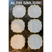 VeraLüx Home Simli Altın Nakışlı Altılı Kokteyl Peçetesi