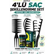 Festilo 4'lü Saç Şekillendirme Seti 20 gr Pudra Wax + 3'lü Saç Tarağı Erkek Saç Şekillendirici Set