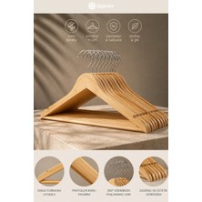 Ülgenev 12 Adet Premium Vernikli Ahşap Bambu Askı – Cilalı Bambu Ahşap Elbise ve Pantolon Düzenleyici Askı