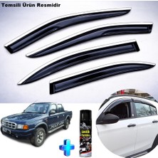 Caraks Ford Ranger Krom Cam Rüzgarlığı Abs Nikelajlı Krom Mügen Cam Rüzgarlığı 1999-2009 Arası 4 Parça + Ebrayn 500 ml Lastik Parlatıcı
