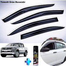 Caraks Vw Amarok Krom Cam Rüzgarlığı Abs Nikelajlı Krom Mügen Cam Rüzgarlığı 2010-2020 Arası 4 Parça + Ebrayn 500 ml Lastik Parlatıcı