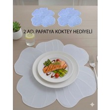 Kumsal Çeyiz 6 Adet Papatya Nakışlı Keten Amerikan Servis Özel Leke Tutmaz Kumaş