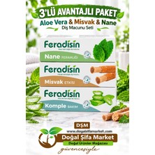 Feradisin Doğal ve Helal Florürsüz Beyazlatıcı Üçlü Dişmacunu Seti - Misvak - Nane - Aloevera