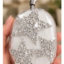 Didosh Party House Airpods Max 2 Uyumlu Taşlı Yıldız Desenli Şeffaf Kulaklık Koruyucu Kılıf – Silver