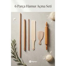 Ülgenev 6 Parça Gelenekesel Hamur Açma, Şekillendirme Oklava, Bisleğeç ve Merdane Seti