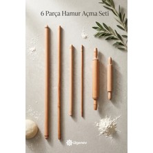 Ülgenev Vernikli Kayın Ağacı Hamur Açmaya Yardımcı  6 Parça Oklava ve Merdane Seti