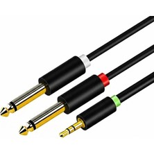Jinghua 3.5mm To 2X6.35MM Jak Kablo 3m – Stereo Y Splitter, Dual Mono Ses Kablosu | Amfi, Mikser, Ses Kartı, Stüdyo Monitörü