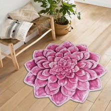 Nesa Decor 3D Renkli Lotus Çiçeği Şekilli Yıkanabilir Kaymaz Taban Banyo Mutfak Antre Halısı