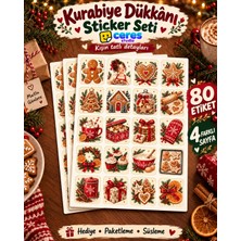 Ceres Studio Kurabiye ve Kahve Temalı Yılbaşı Sticker Seti - Defter, Ajanda ve Hediye Süsleme Etiketleri