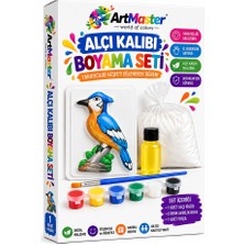 ArtMaster Alçı Kalıbı Boyama Seti K11 1 Paket Alçı Tozu Yağ 6 Renk Boya Fırça Iş Eğitimi Seramik Okul Sınıf Resim