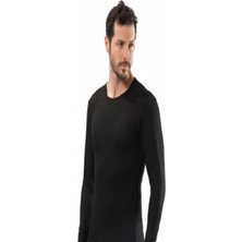 Tutku Elit Siyah 1302 Likralı Pamuk 0 Yaka Uzun Kol Erkek Body-Siyah-2xl