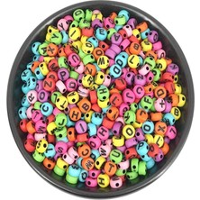 Zedhobi 50 gr Harf Boncuk 4x7mm Karışık Renkli Harf Boncuk (50  gr ~375 Adet)