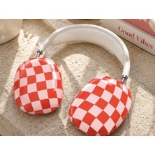 Didosh Party House Airpods Max/max2 Uyumlu Kırmızı Pembe Damalı Kulaklık Koruyucu Kılıf