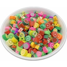 25 Adet 10 mm Polimer Fimo Karışık Meyve Figür Boncuk Hamur Boncuk