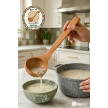 1 Adet 28 cm Vernikli Doğal Bambu Kancalı Kepçe – Asılabilir, Ergonomik, Çizmez Ahşap Kepçe