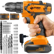 Sturdy Japon Technology  M-2 Metal Şanzıman Şarjlı Çift Akülü Vidalama 27PRÇ Uç Setli