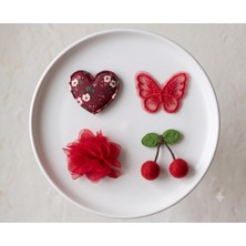 Cherry Lemon Saçsız Bebek Tokası 4'lü Set - Fiyonk & Kelebek Kalp Yıldız Figürlü Mavi Set