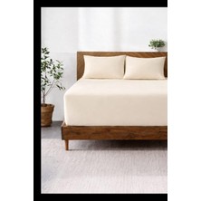 Str Store Lastikli & Hipoalerjenik ÇARŞAF%100 Pamuk Penye Kumaş Krem 100X200, Luxcarsaf