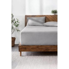 Str Store Lastikli & Hipoalerjenik Çarşaf |%100 Pamuk Penye Kumaş | Çift Kişilik 180X200 cm - Gri, Luxcarsaf