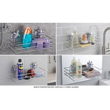 Str Store Vantuzlu Dikdörtgen Banyo Rafı Krom