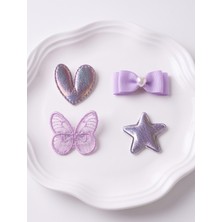 Cherry Lemon Saçsız Bebek Tokası 4'lü Set - Fiyonk & Kelebek Kalp Yıldız Figürlü Mavi Set