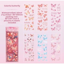 Str Store Kolbi Craft 6 Sayfa 114 Adet Şeffaf Pembe Kelebek Sticker Bullet Journal Scrapbook Laptop Ajanda Planlayıcı