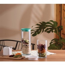 Str Store Paşabahçe Breakfast Club Yeşil Plastik Kapakli Cam Kavanoz, Şeffaf, 120 cc