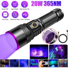 Str Store F-365 Uv LED Mor Işıklı 20WATT Şarjlı 26650 Pilli Profesyonel El Feneri