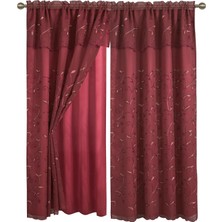 Str Store Zarif Konforlu Lüks Perde/pencere Panel Seti, Çapraz Askılı ve Destekli, 137,2 x 213,4 cm (2'li Set), Şarap Rengi