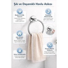 Str Store Yuvarlak Havlu Halkası Krom Kaplama, Duvara Monte Yuvarlak Banyo Havluluk, Dayanıklı Metal El Havlusu Askısı, Modern Parlak Krom Tasarım, Paslanmaya Dayanıklı Banyo Aksesuarı